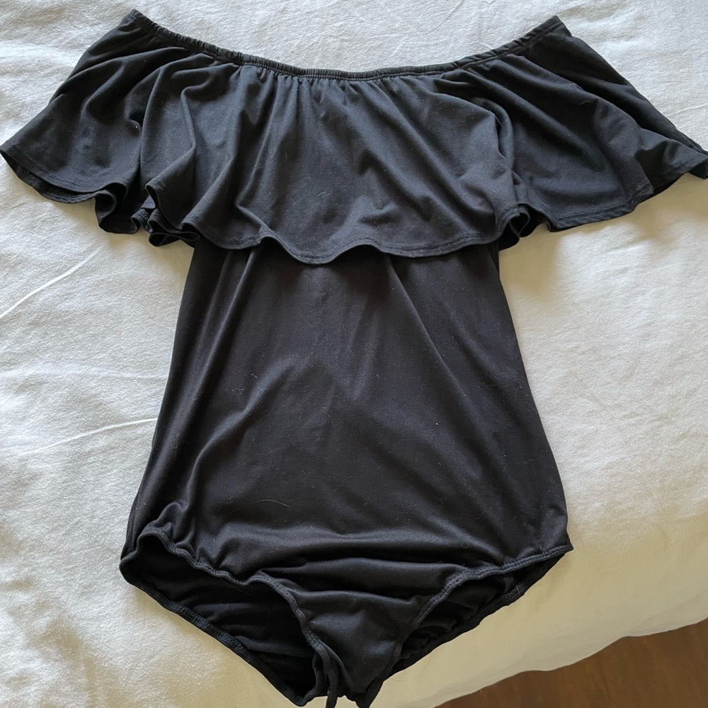 Black off shoulder bodysuit